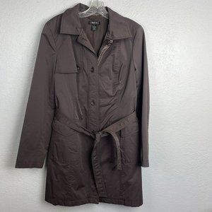 Style & Co. Women's Brown/Gray Lined Trench Overcoat Size L